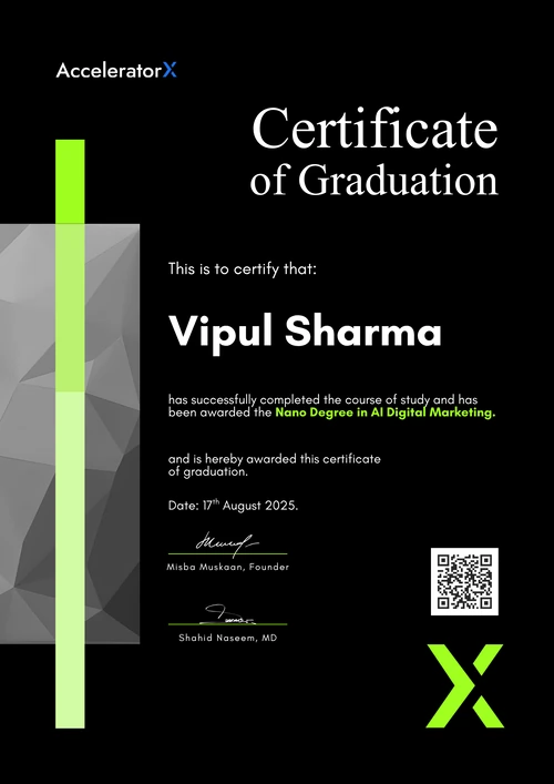 AI Digital Marketing Nano-Degree Certificate