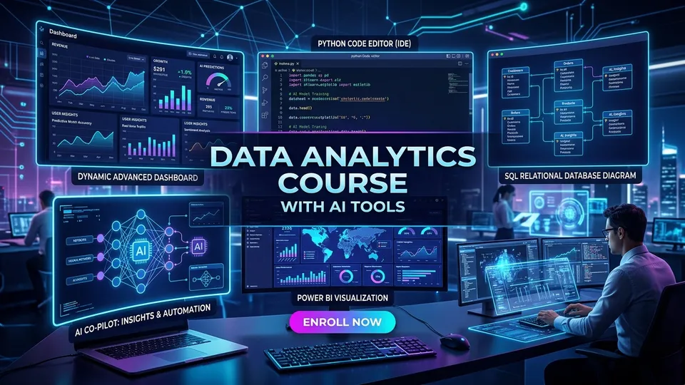 Data Analytics Course with AI Tools: Excel, SQL, Power BI, Python and AI Workflows