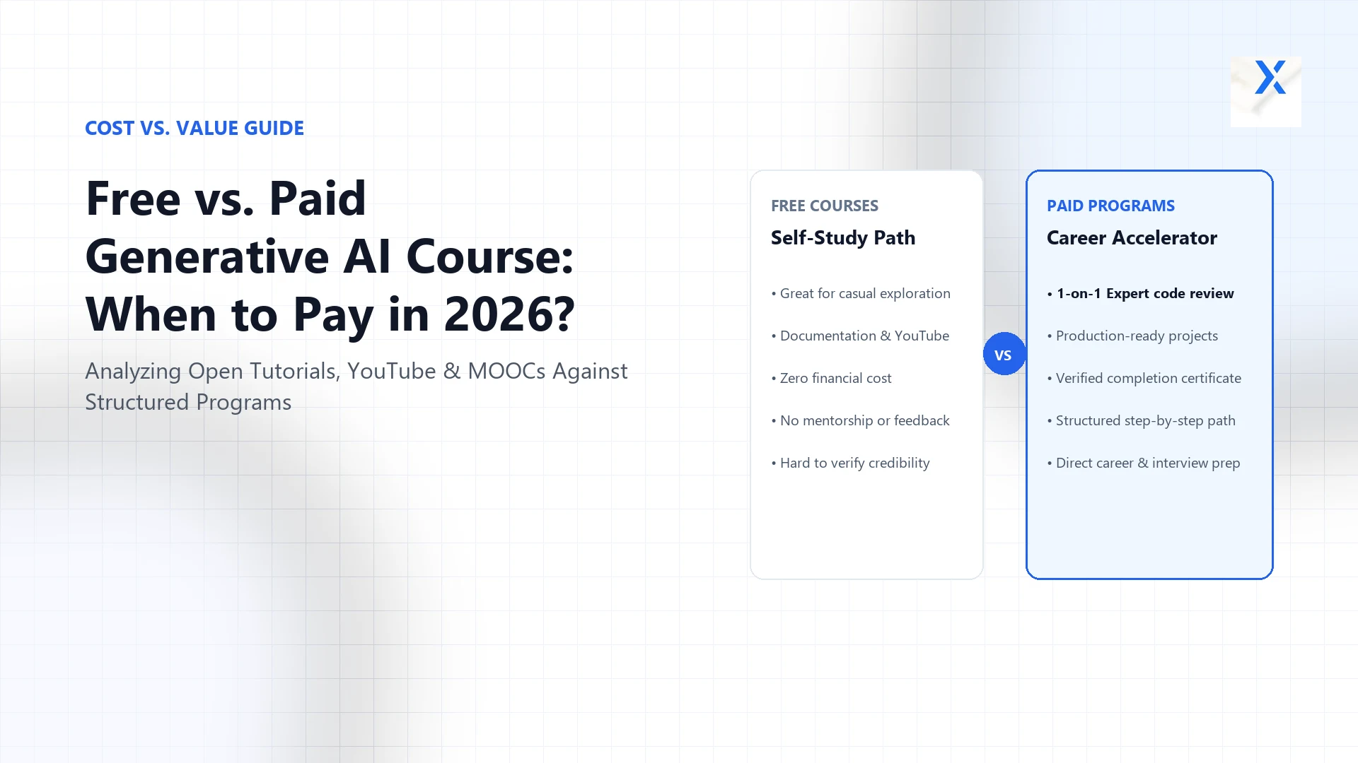 Free vs Paid Online Generative AI Courses: Side-by-Side Comparison